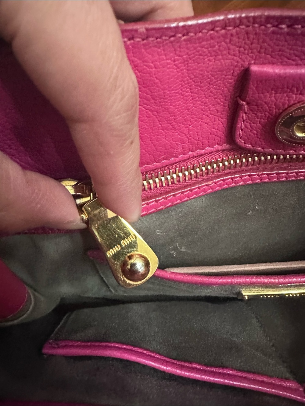 Miu Miu Pink Madras Leather Tote / Crossbody Bag - Picture 6 of 14